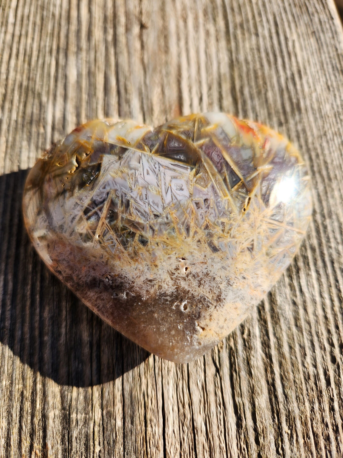 Gorgeous Druzy High Polished Bahia Jasper Crystal Heart