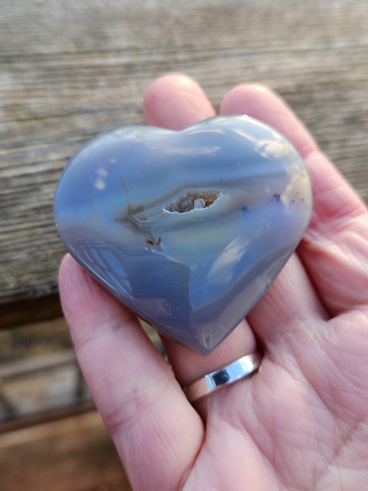 Beautiful Druzy Agate Crystal Rock Heart with banding