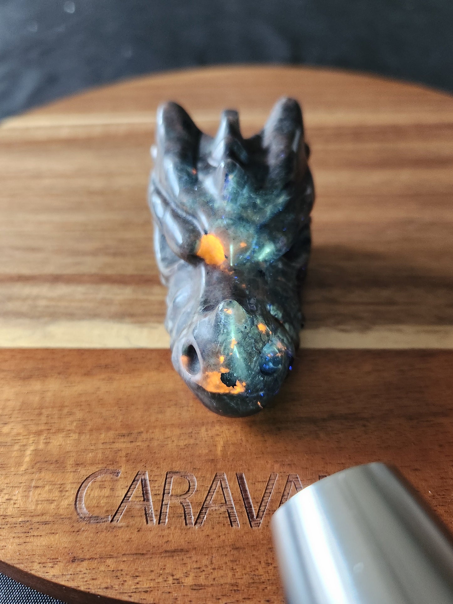 Beautiful AAA Yooperlite UV Reactive Unique Dragon Head Rock Crystal, Emberlite, DnD