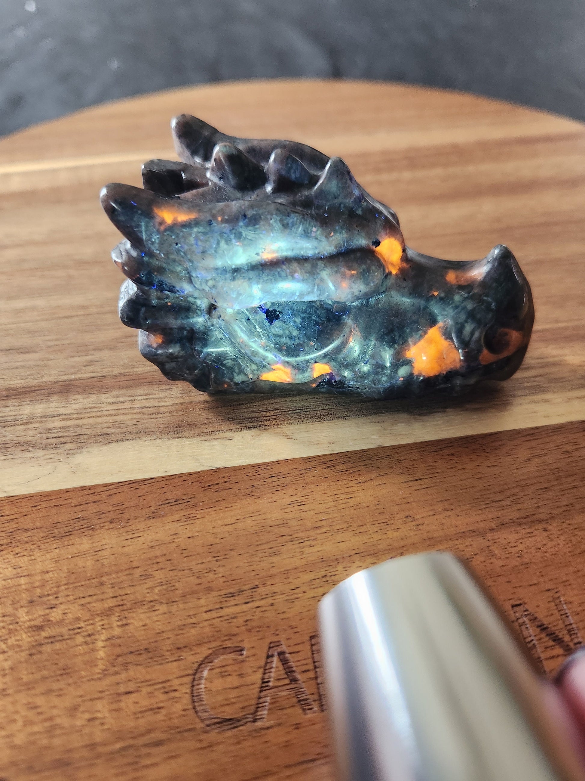 Beautiful AAA Yooperlite UV Reactive Unique Dragon Head Rock Crystal, Emberlite, DnD