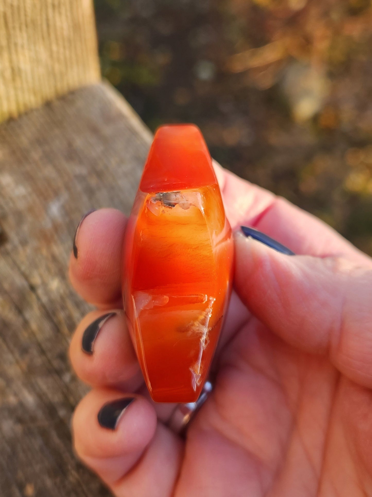 Polished Carnelian Crystal Star: Pocket Palm Stone