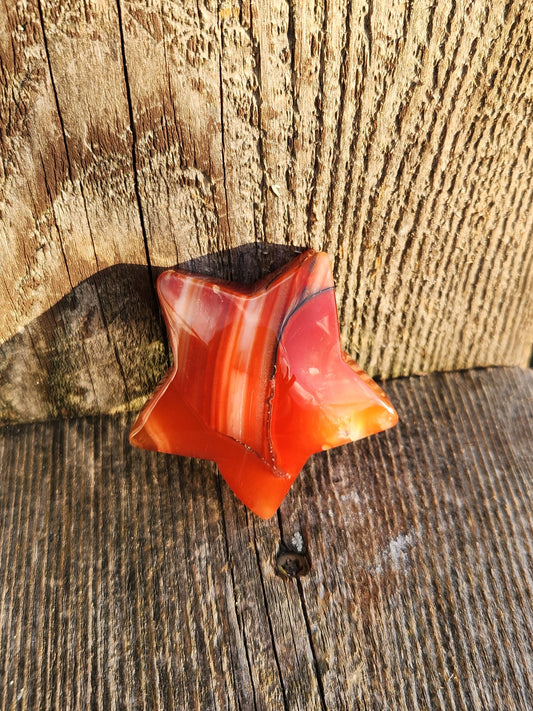 Beautiful 5 Point Carnelian Crystal Small Star with High Polish