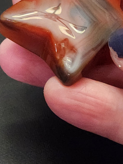 Carnelian Crystal Star: Polished Pocket Stone, 1.71"