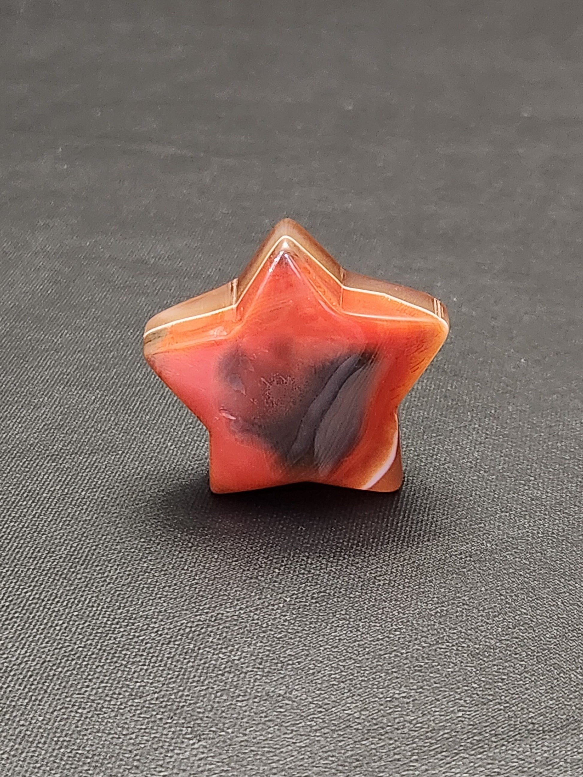 Polished Carnelian Crystal Star: Small Pocket Stone