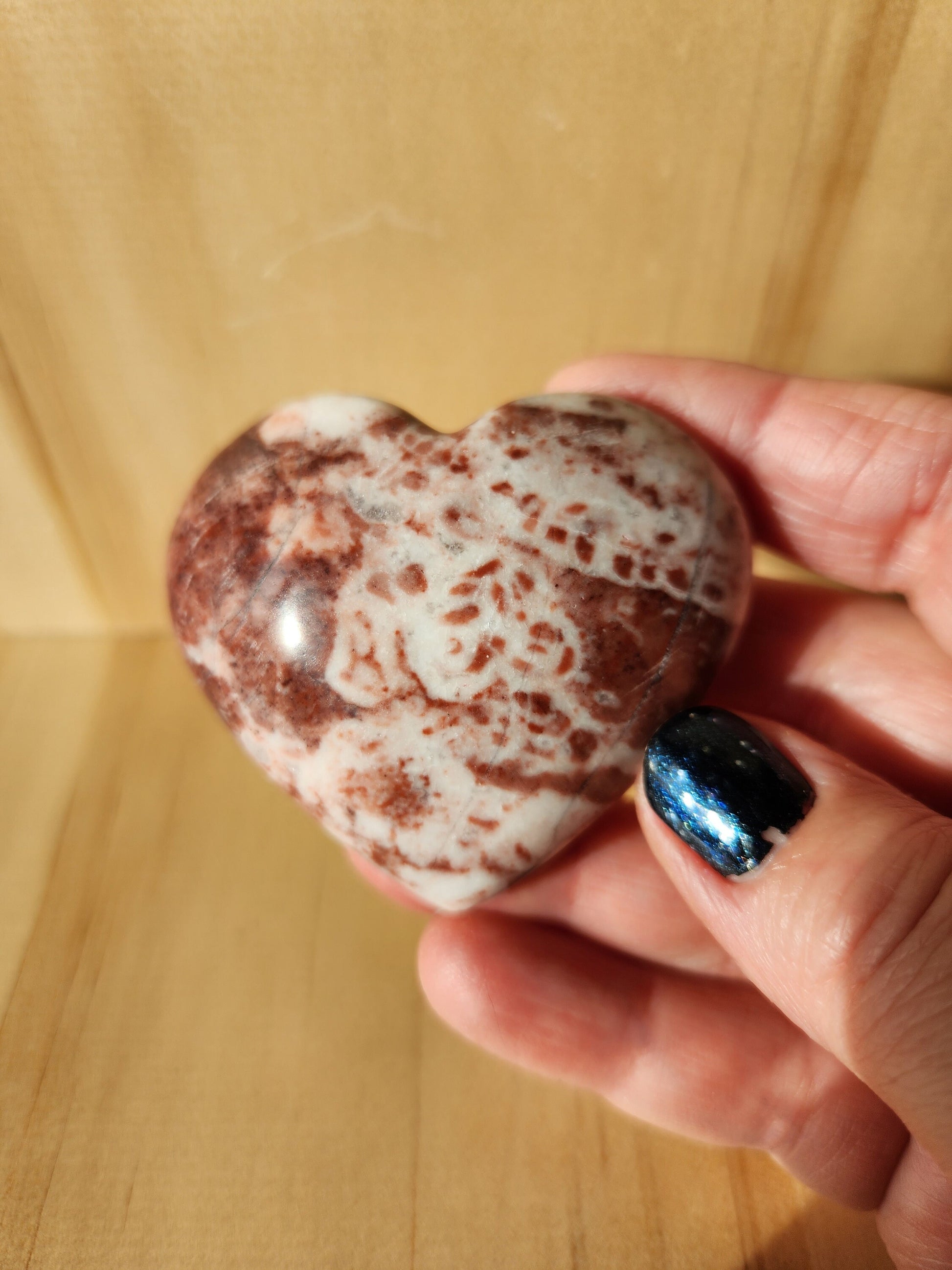 Gorgeous AAA Buttery High Polished Strawberry Onyx Crystal Heart with Druzy