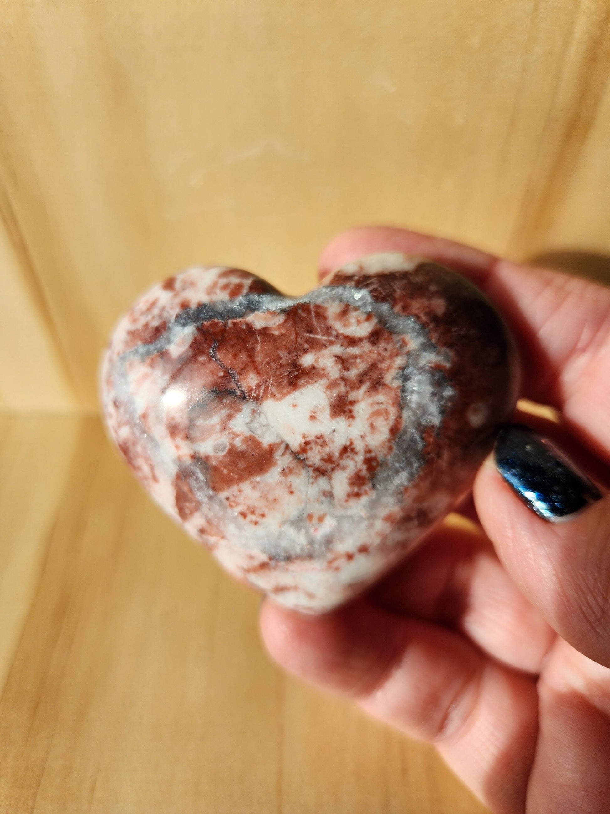 Gorgeous AAA Buttery High Polished Strawberry Onyx Crystal Heart with Druzy