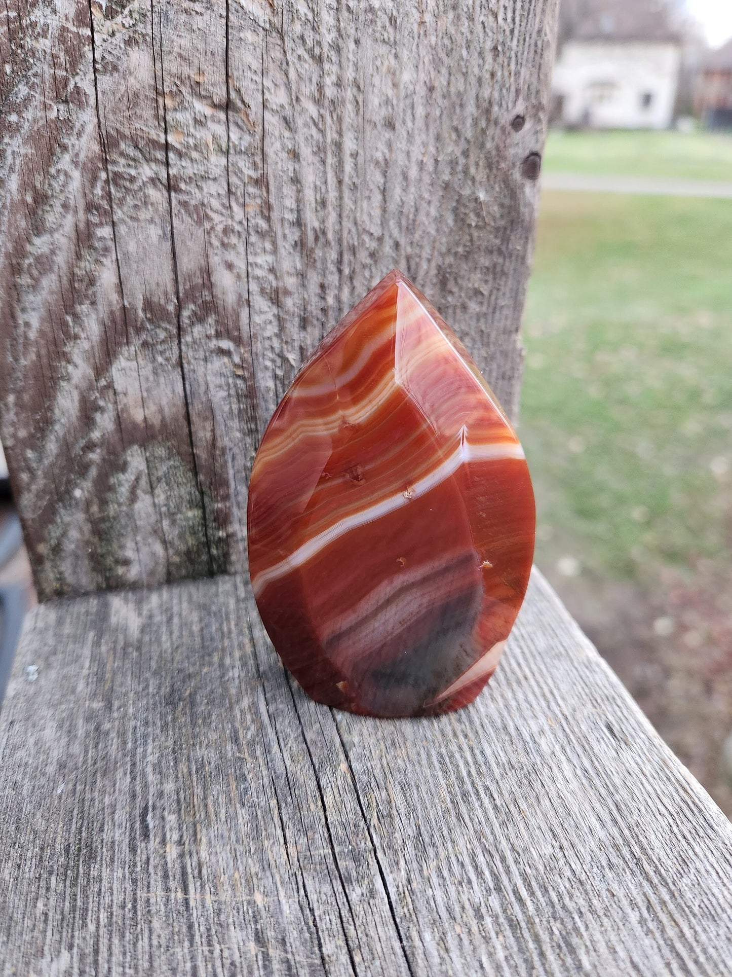 Beautiful Druzy Carnelian Crystal Chunky Flame with Banding