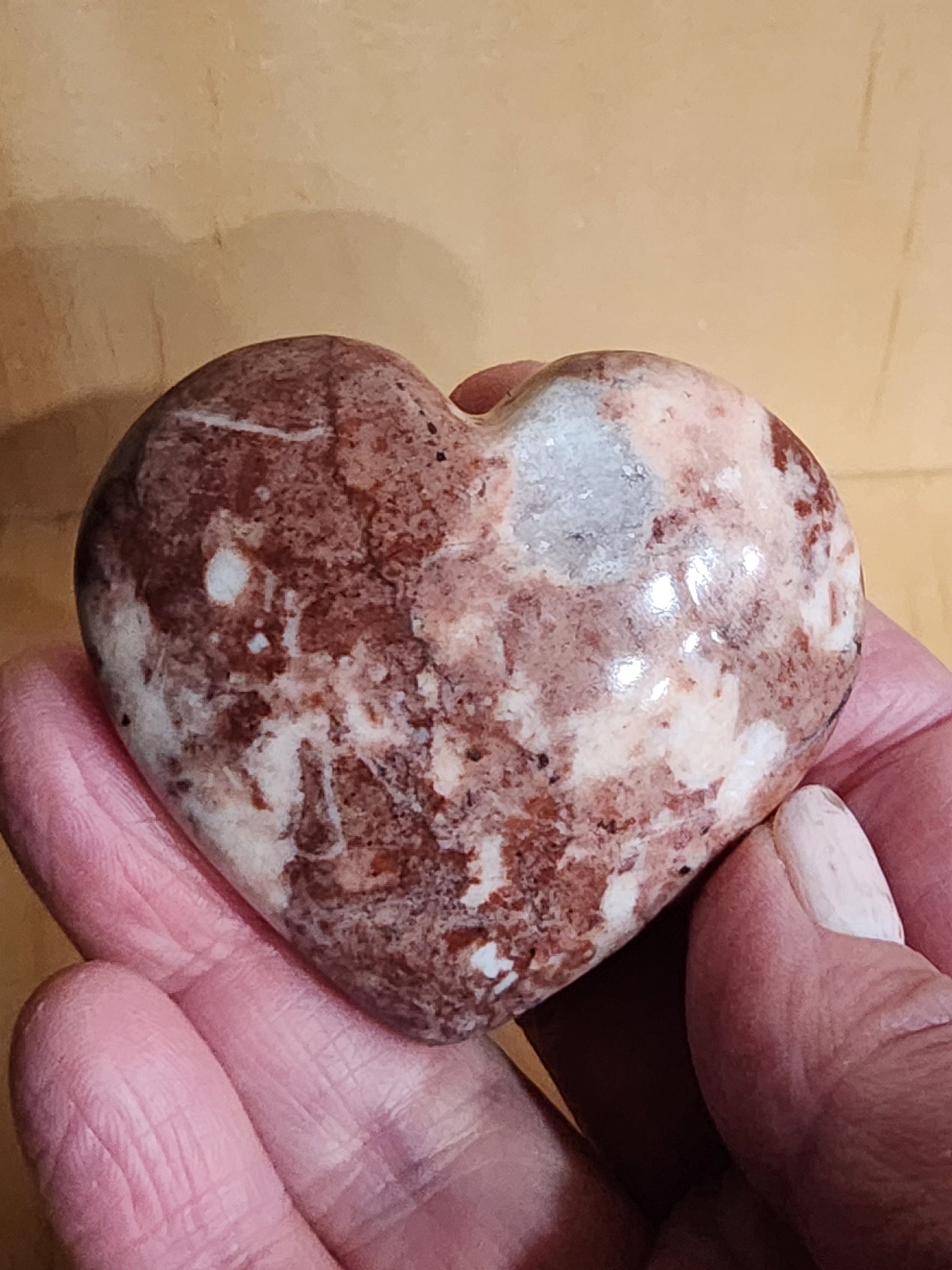 Gorgeous AAA Buttery High Polished Strawberry Onyx Crystal Heart with Druzy