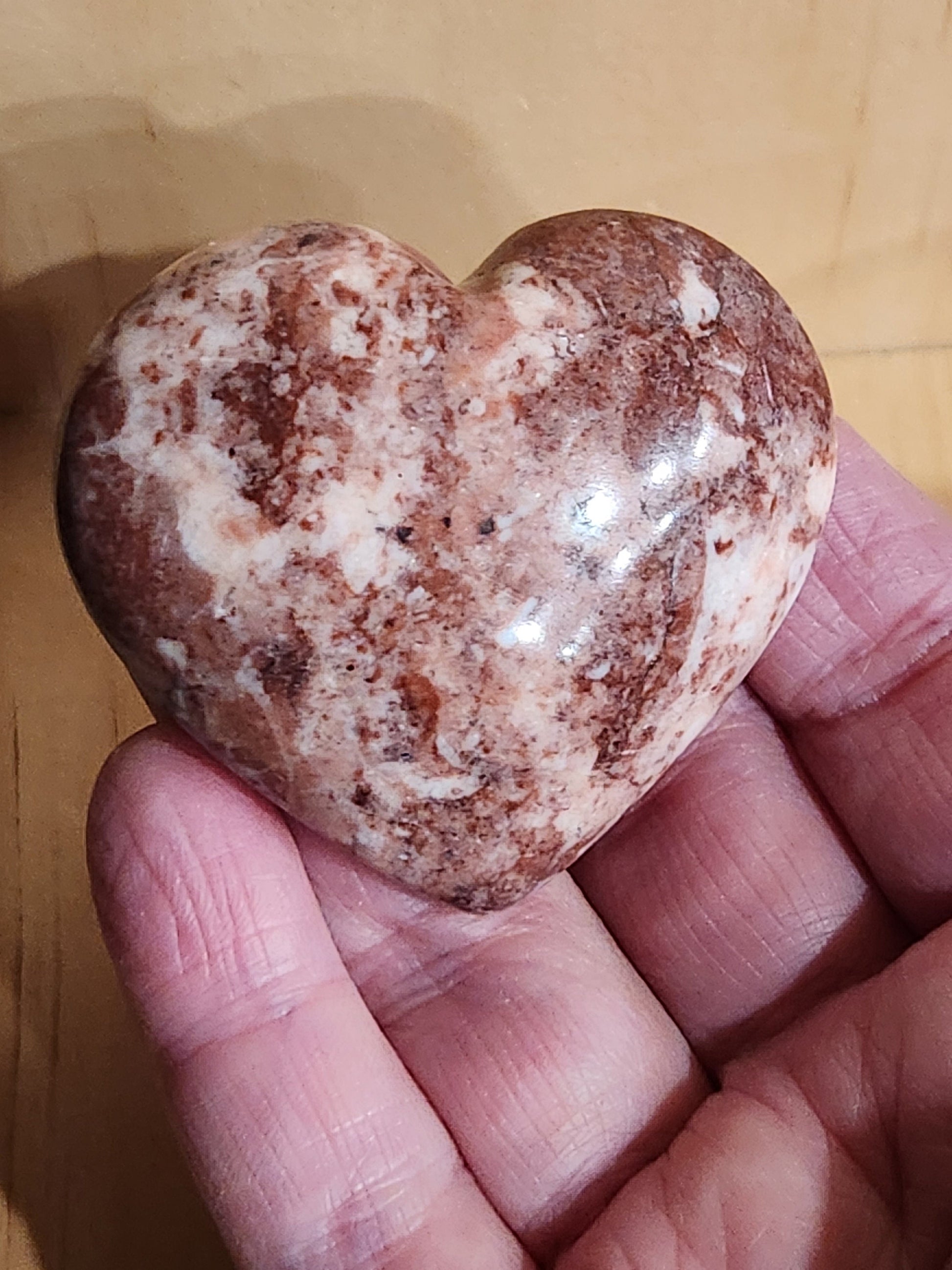 Gorgeous AAA Buttery High Polished Strawberry Onyx Crystal Heart with Druzy