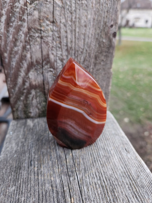 Beautiful Druzy Carnelian Crystal Chunky Flame with Banding