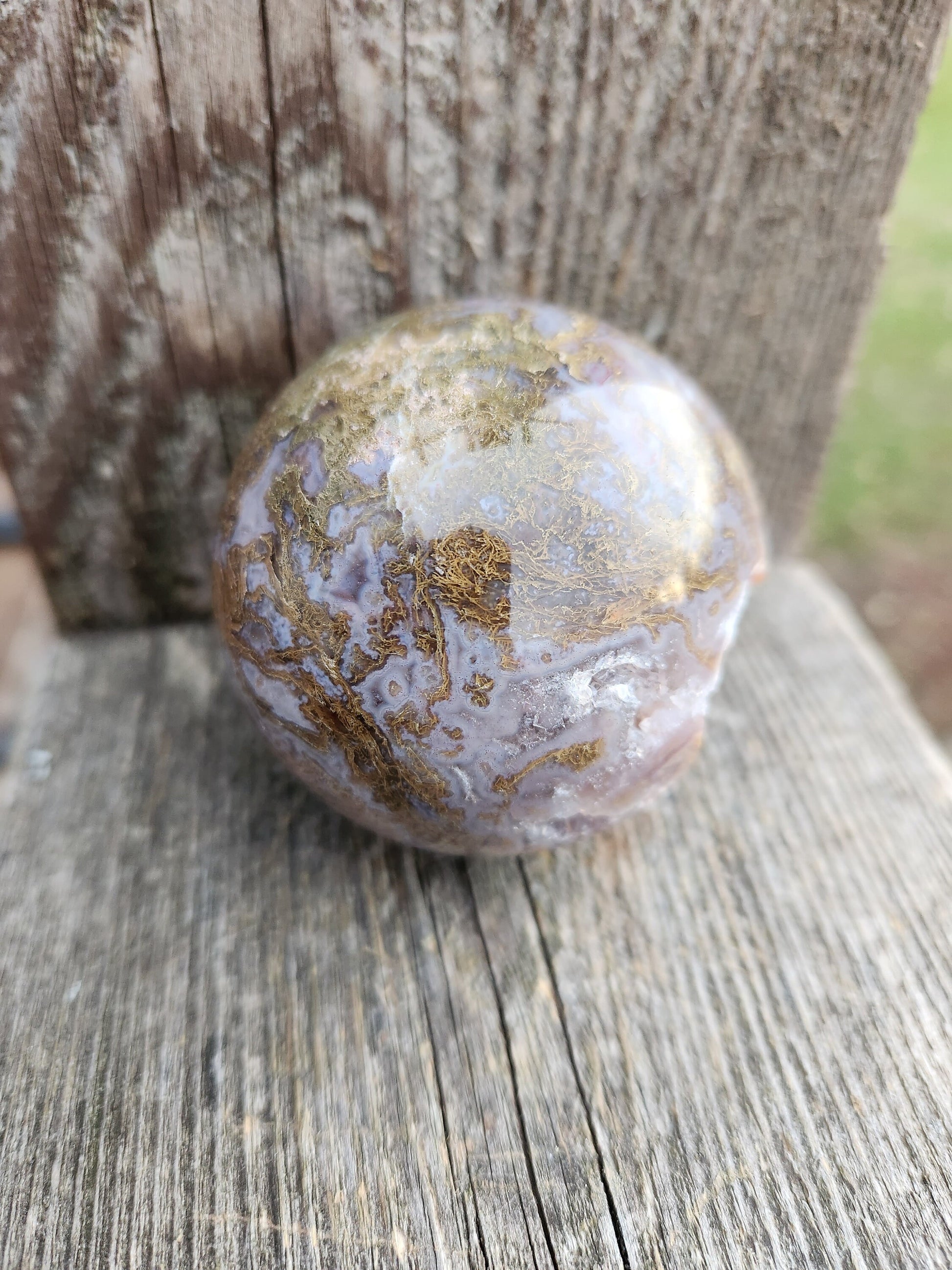 Gorgeous AAA Juicy Druzy Moss Agate Crystal Stone Sphere with caves