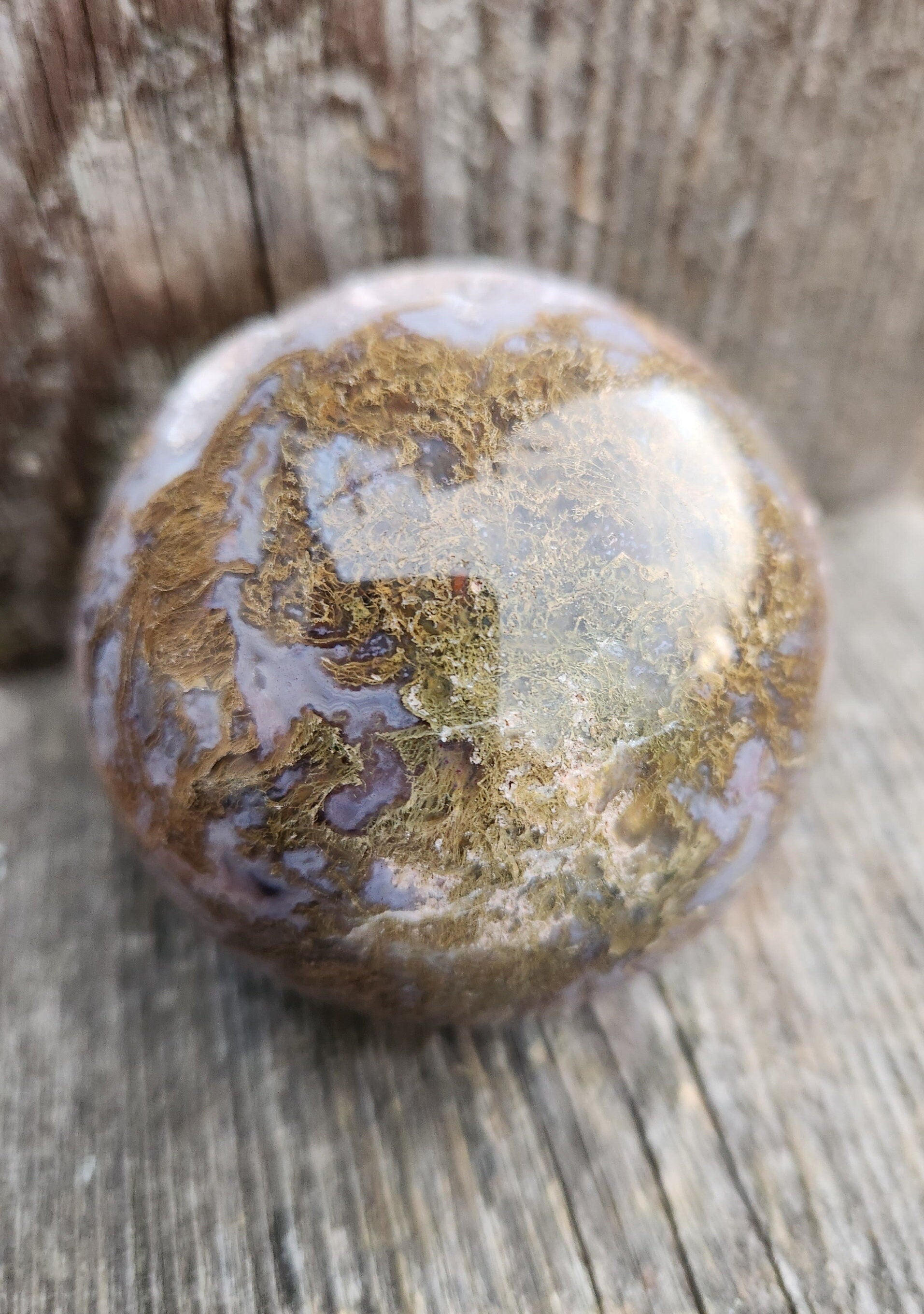 Druzy Moss Agate Sphere: Purple Crystal Caves (2.59 inch)