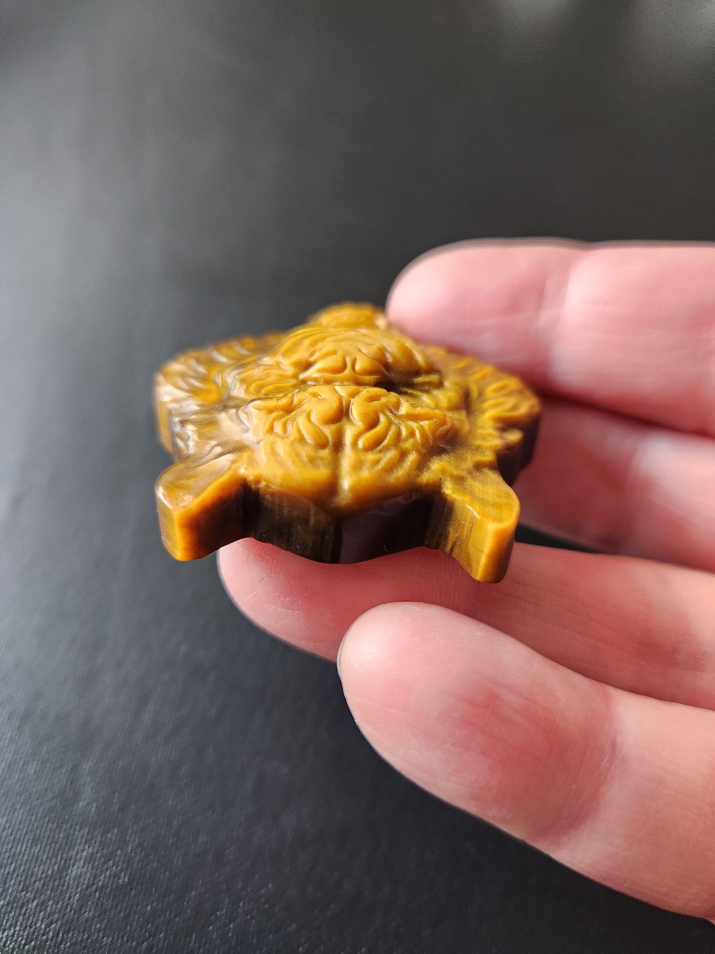 Crazy Cool Beautiful Juicy Tigers Eye Crystal Tiger Head Coin Carving