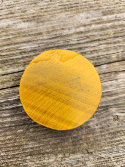 Tigers Eye Crystal Lion Coin Carving: Hand Carved Palm Stone