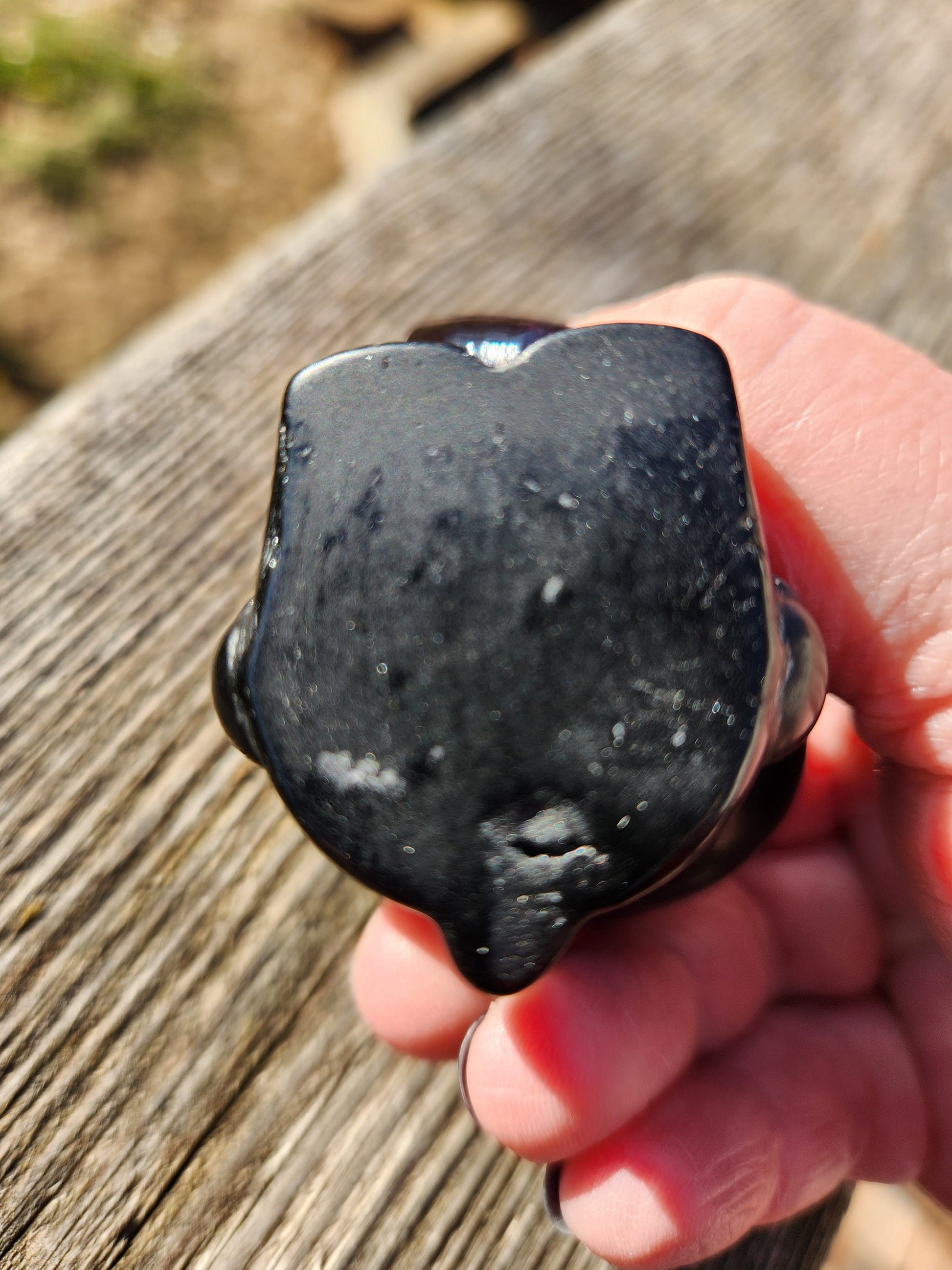 Super Cute Golden Black Obsidian Hello Kitty Natural Stone Crystal with flash!