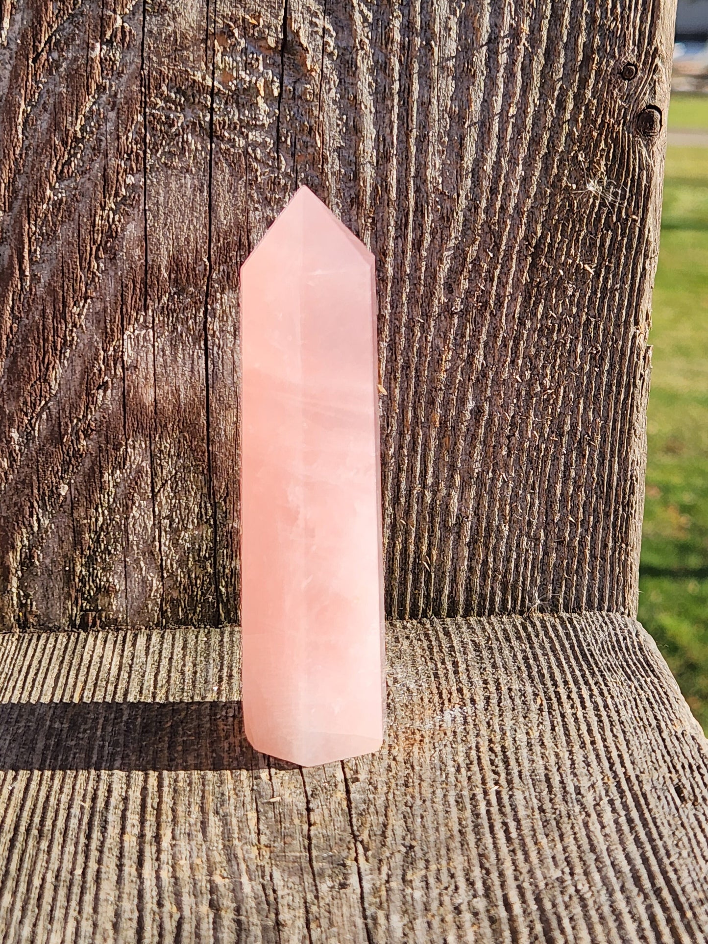 Beautiful AAA Pink Rose Quartz Crystal Tower, 6 Point, Generator