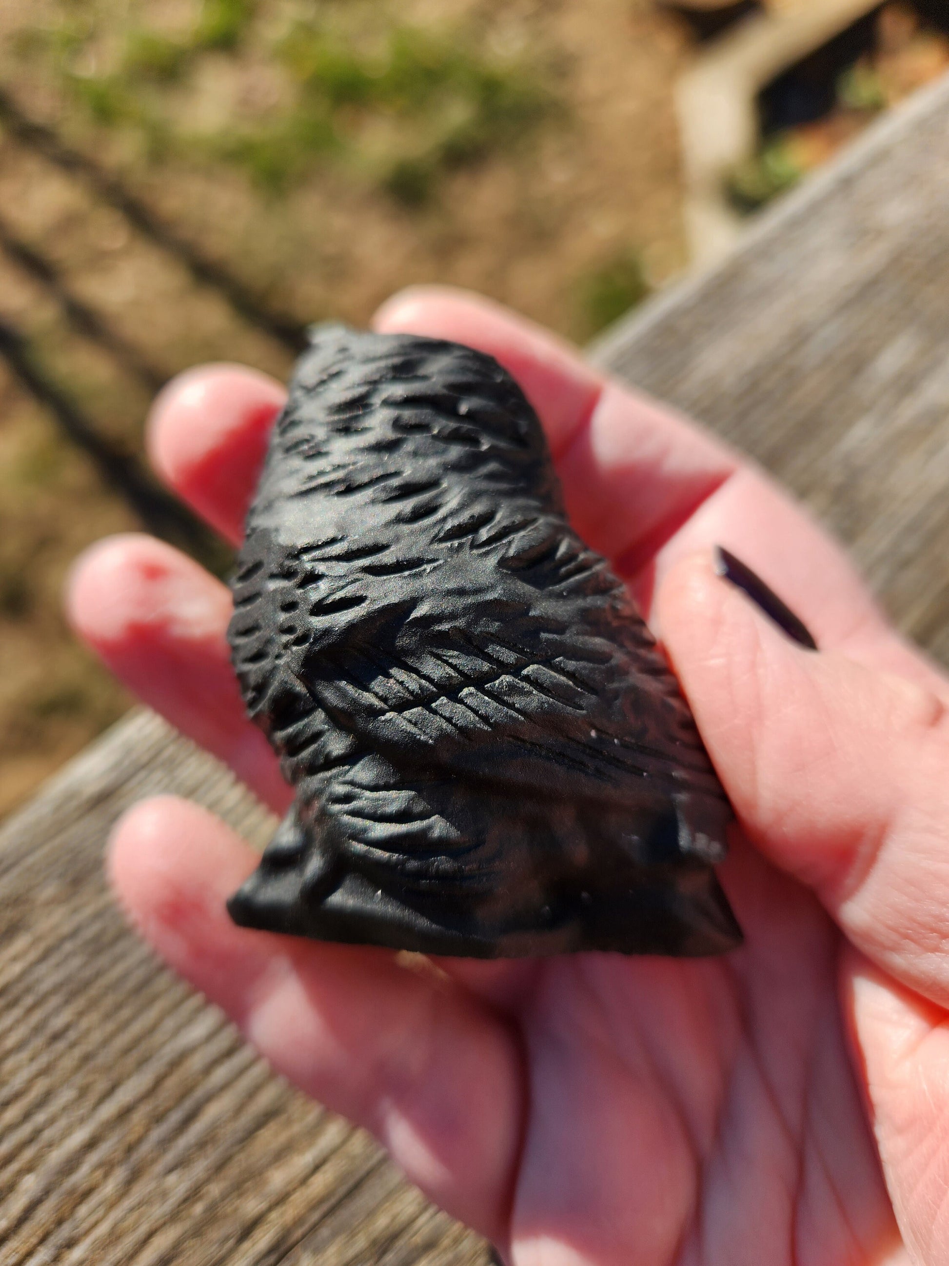 Hand Carved Black Obsidian Crystal Owl: Natural Stone Figurine