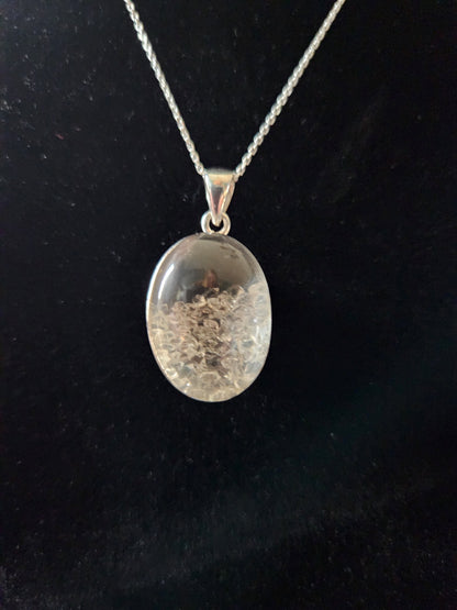 Sterling Silver Herkimer Diamond & Quartz Cabochon Pendant Necklace