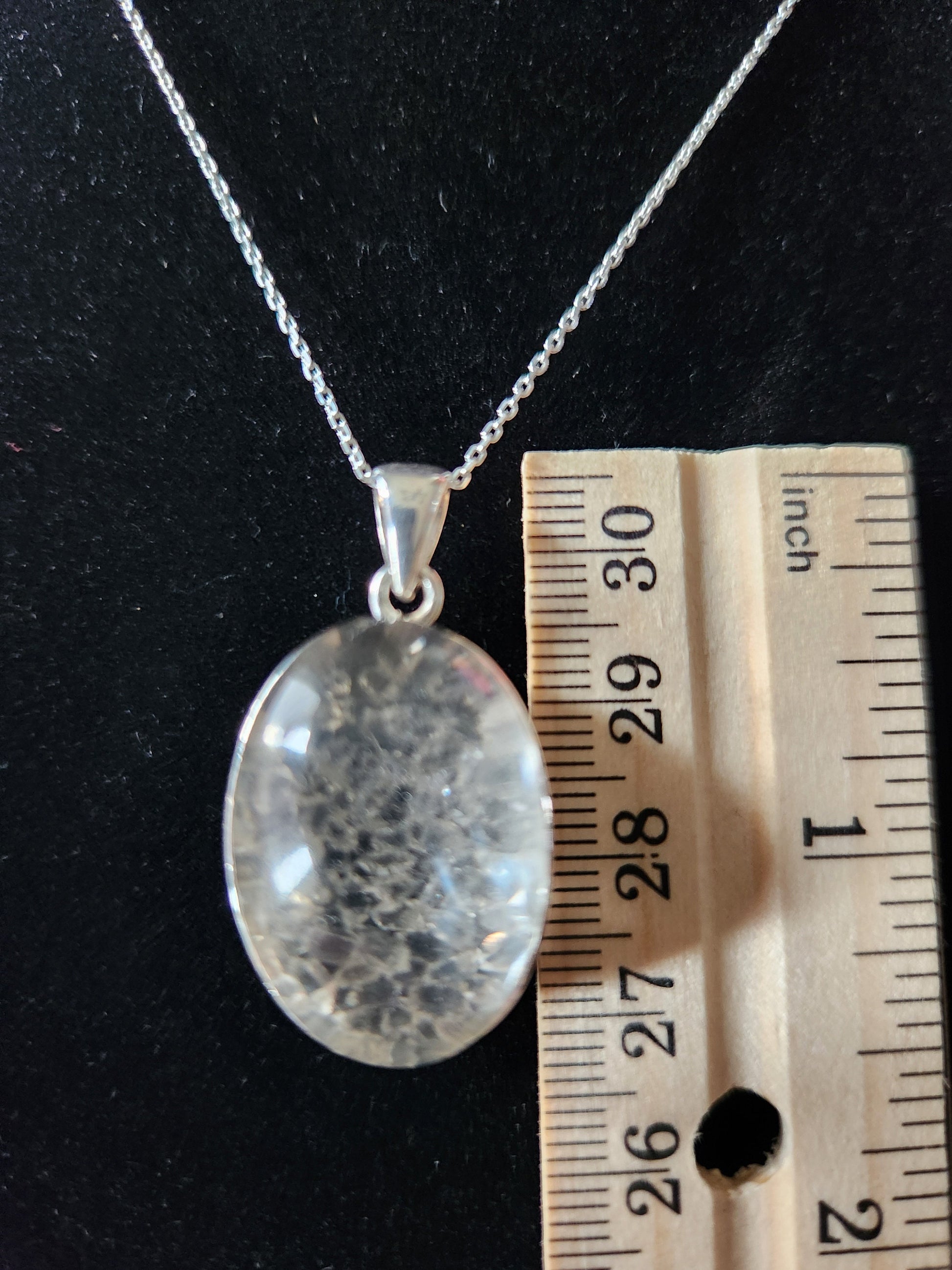Sterling Silver Herkimer Diamond & Quartz Cabochon Pendant Necklace