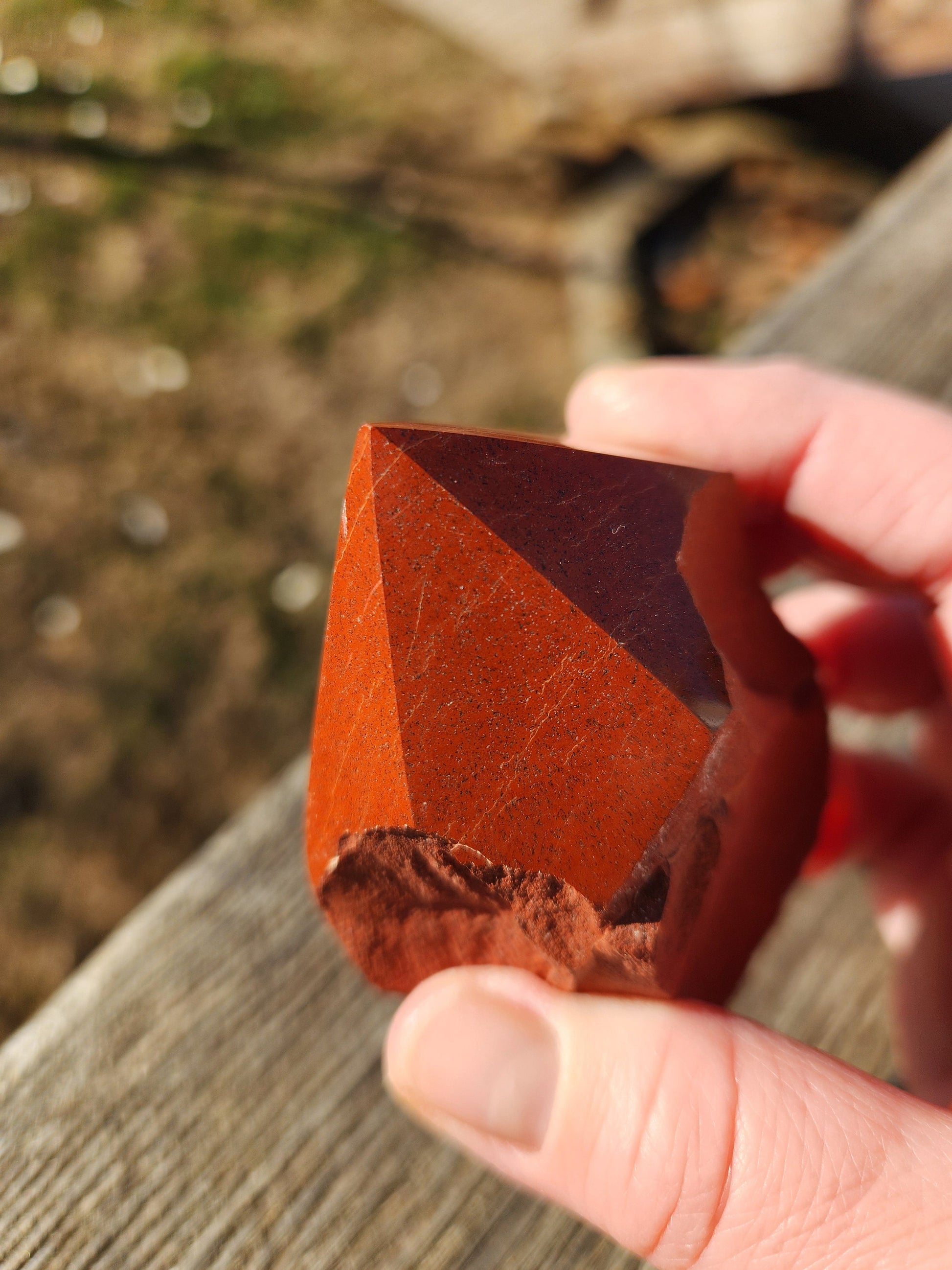 AAA Red Jasper Crystal Point - Polished Top, Natural Sides