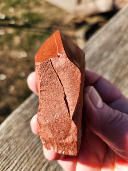AAA Red Jasper Crystal Point - Polished Top, Natural Sides