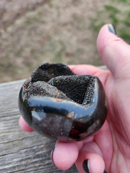 AAA Septarian Dragon Rock Egg Crystal with Stand
