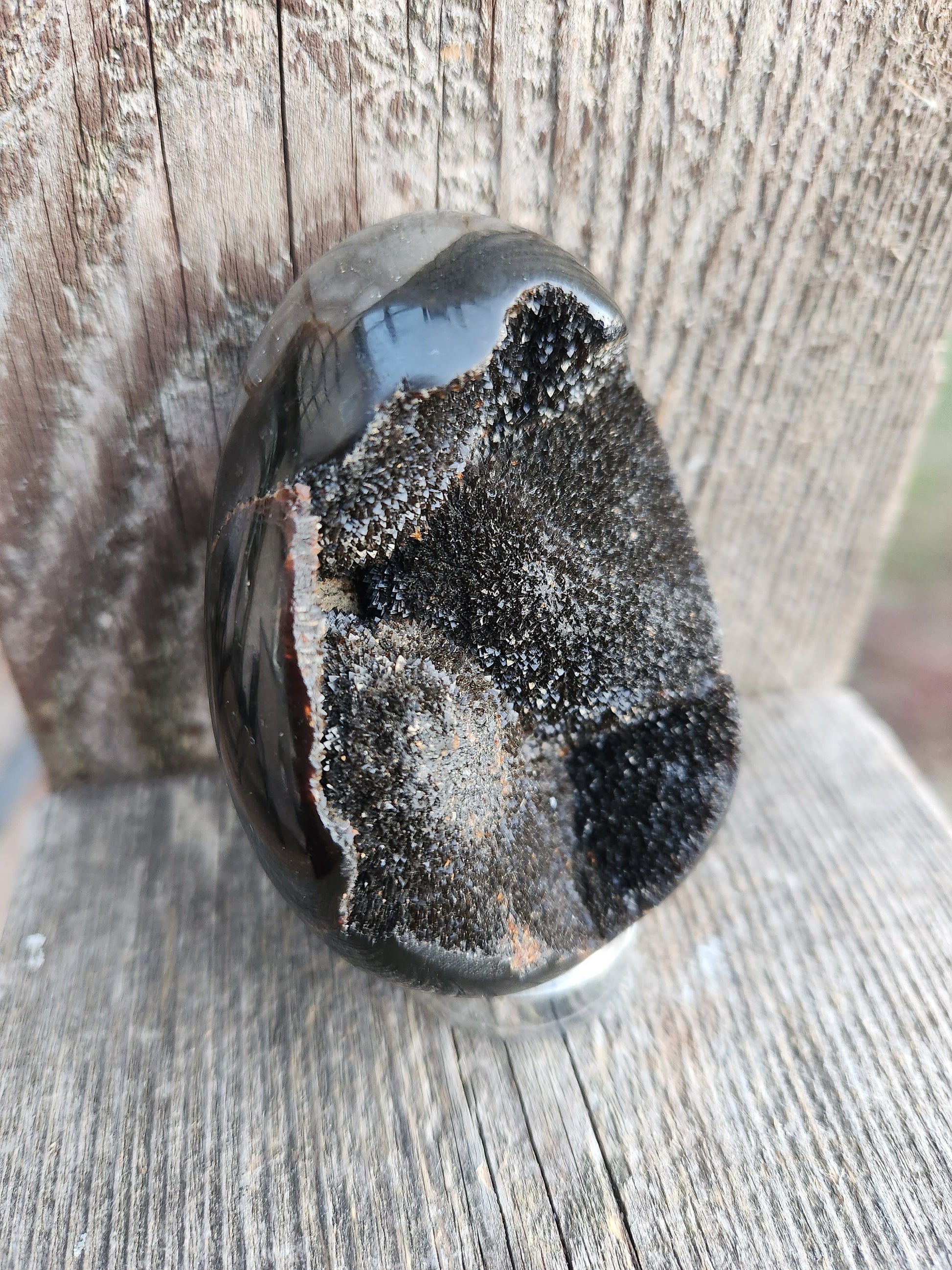 Beautiful AAA High Quality Septarian Dragon Rock Egg Crystal with stand