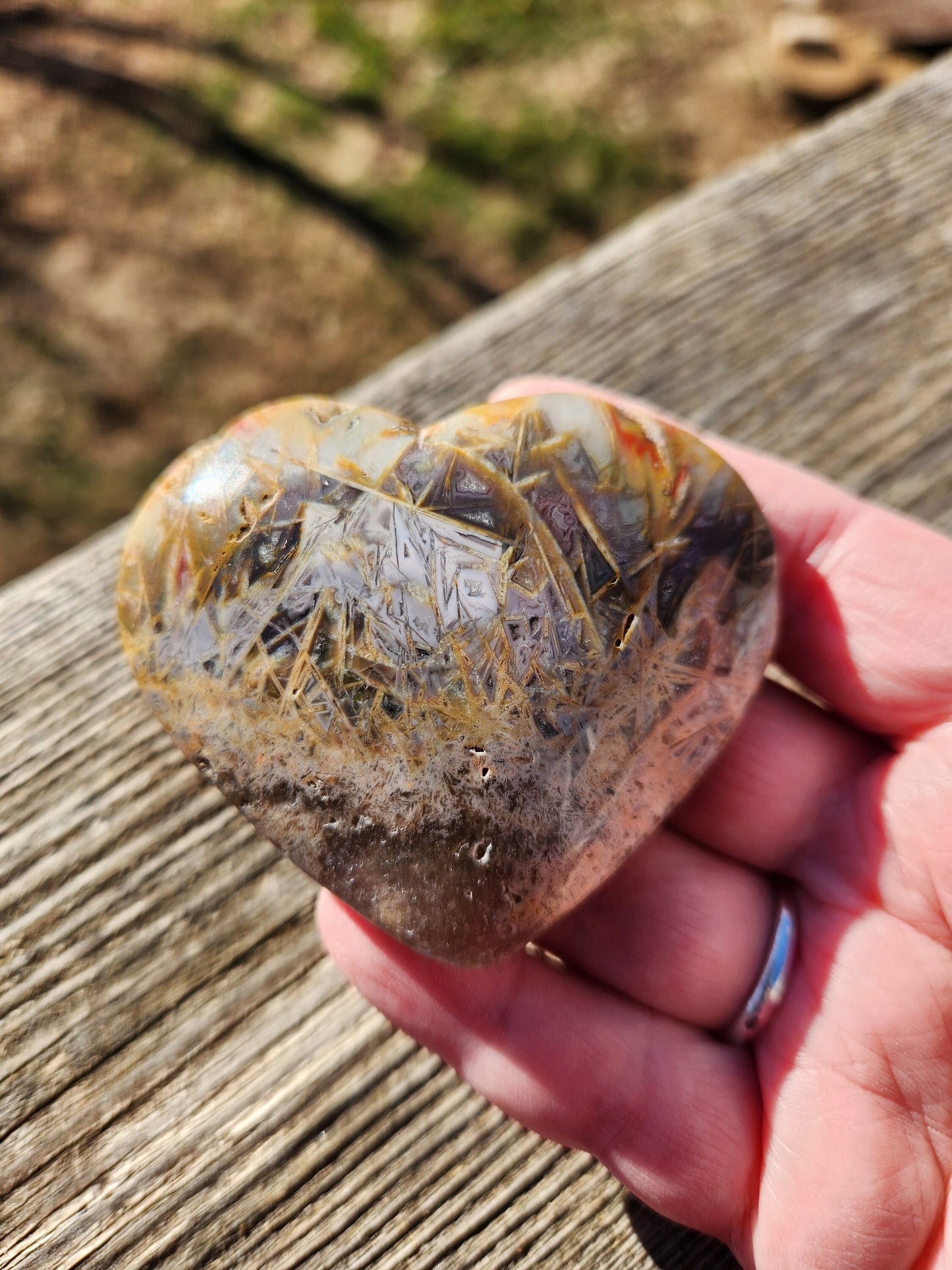 Gorgeous Druzy High Polished Bahia Jasper Crystal Heart