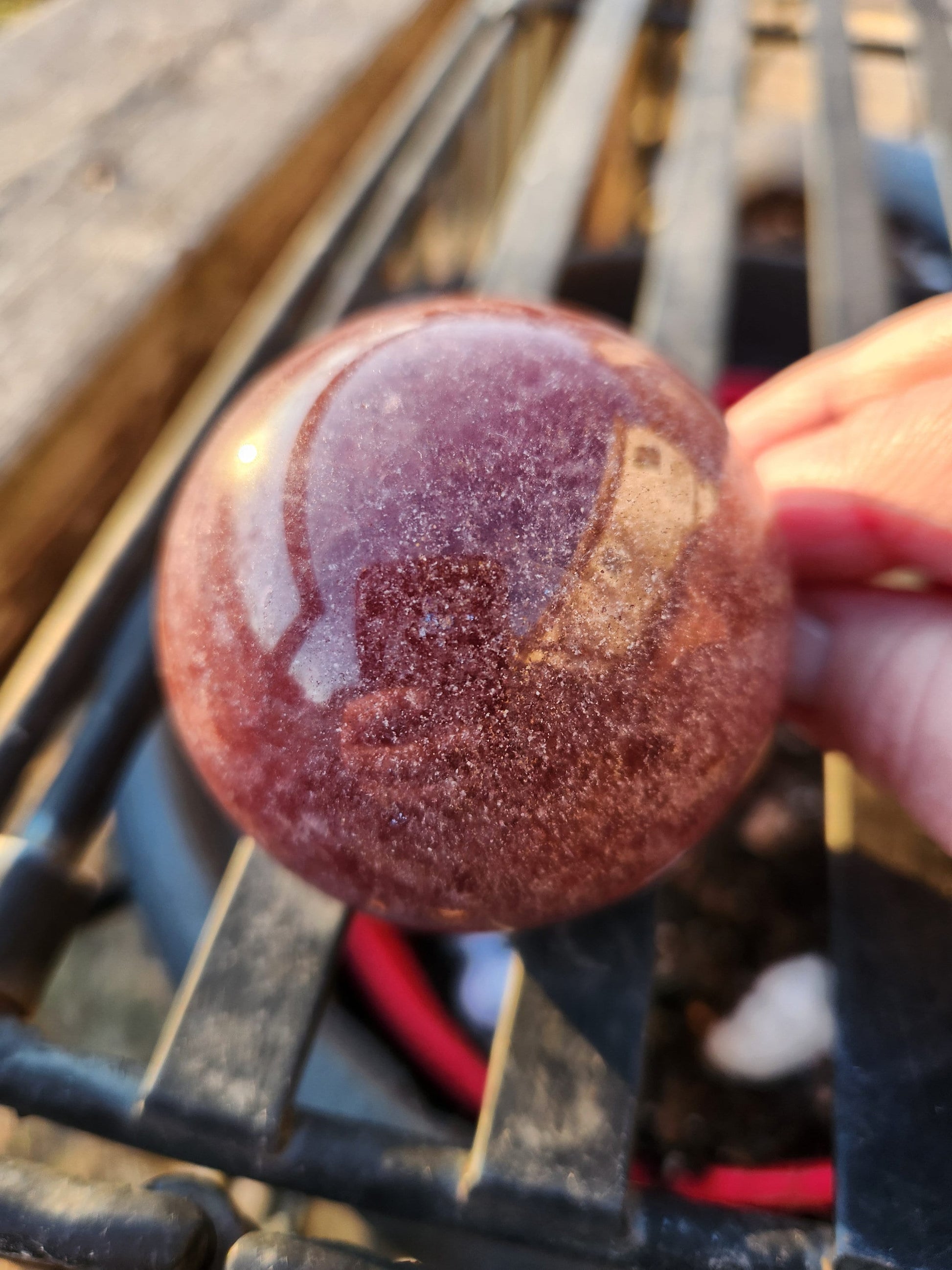 Polished AAA Strawberry Quartz Crystal Sphere (61.6 mm)