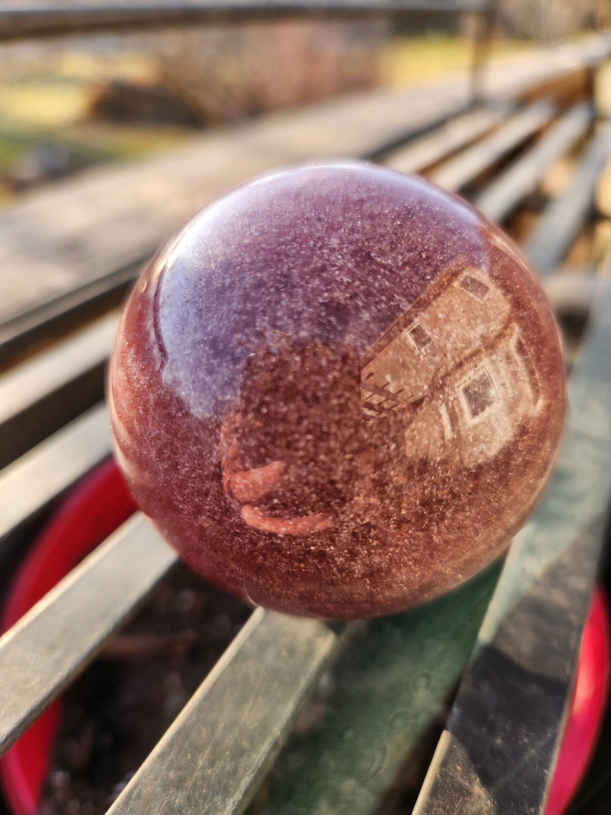 Polished AAA Strawberry Quartz Crystal Sphere (61.6 mm)