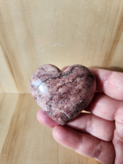 AAA Strawberry Onyx Crystal Heart, Buttery Polish
