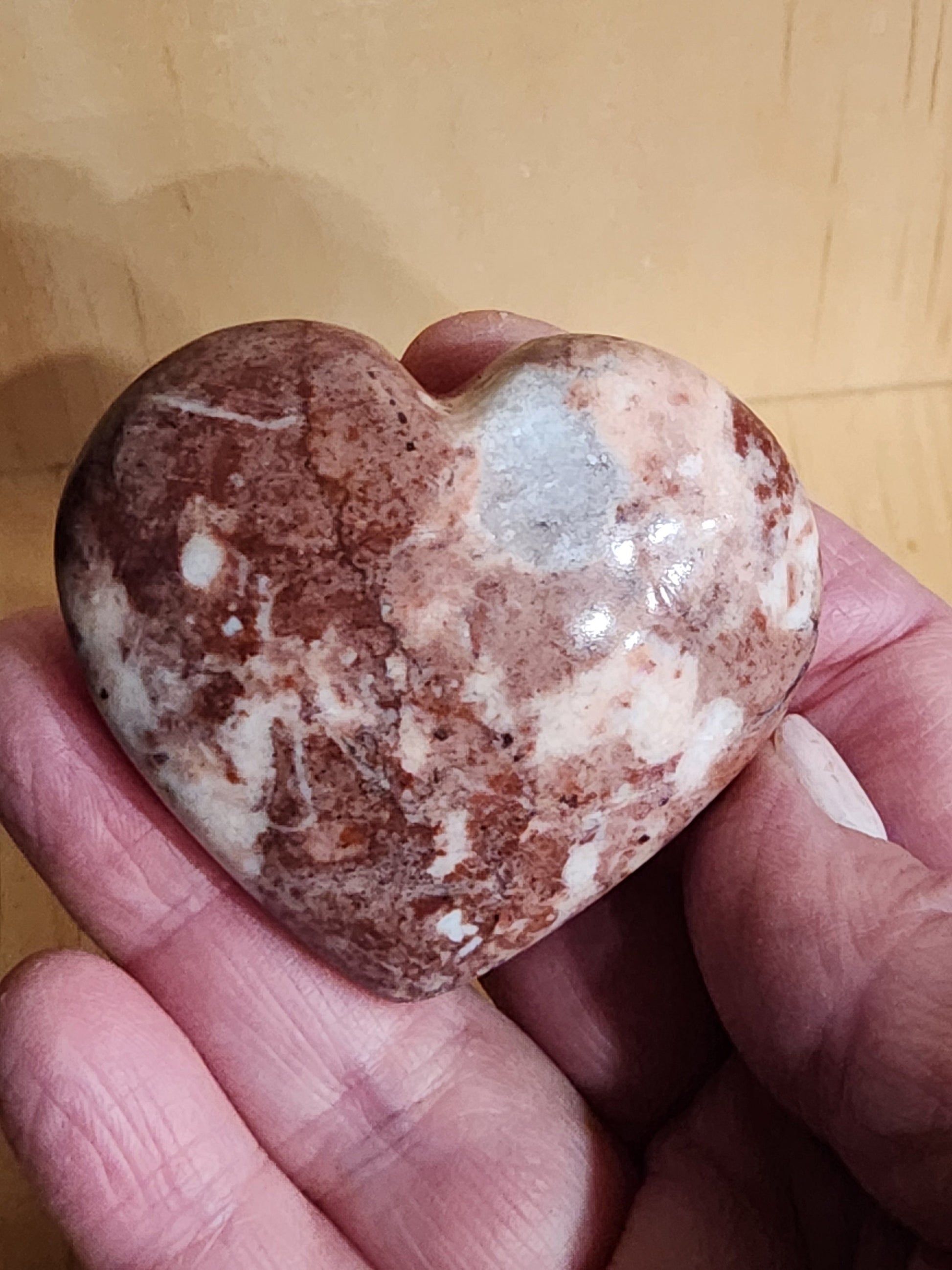 Gorgeous AAA Buttery High Polished Strawberry Onyx Crystal Heart with Druzy