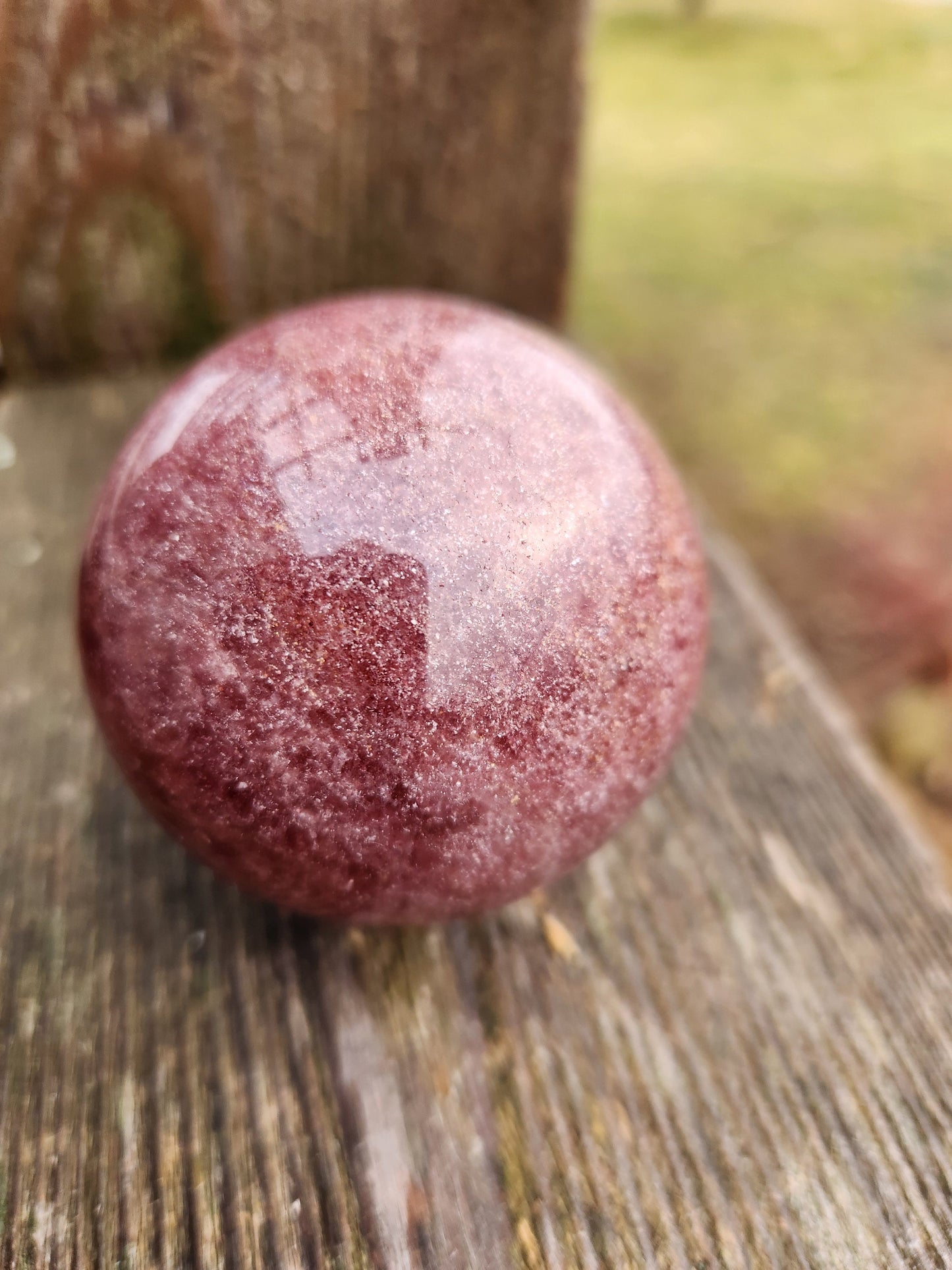 Polished AAA Strawberry Quartz Crystal Sphere (61.6 mm)