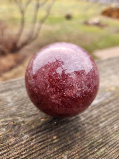 Polished AAA Strawberry Quartz Crystal Sphere (61.6 mm)