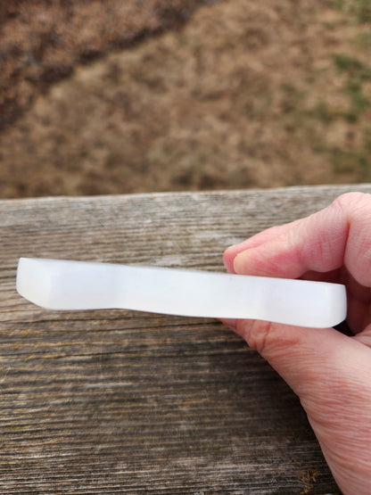 Beautiful Selenite Crystal Cat Shallow Bowl Tray Charging