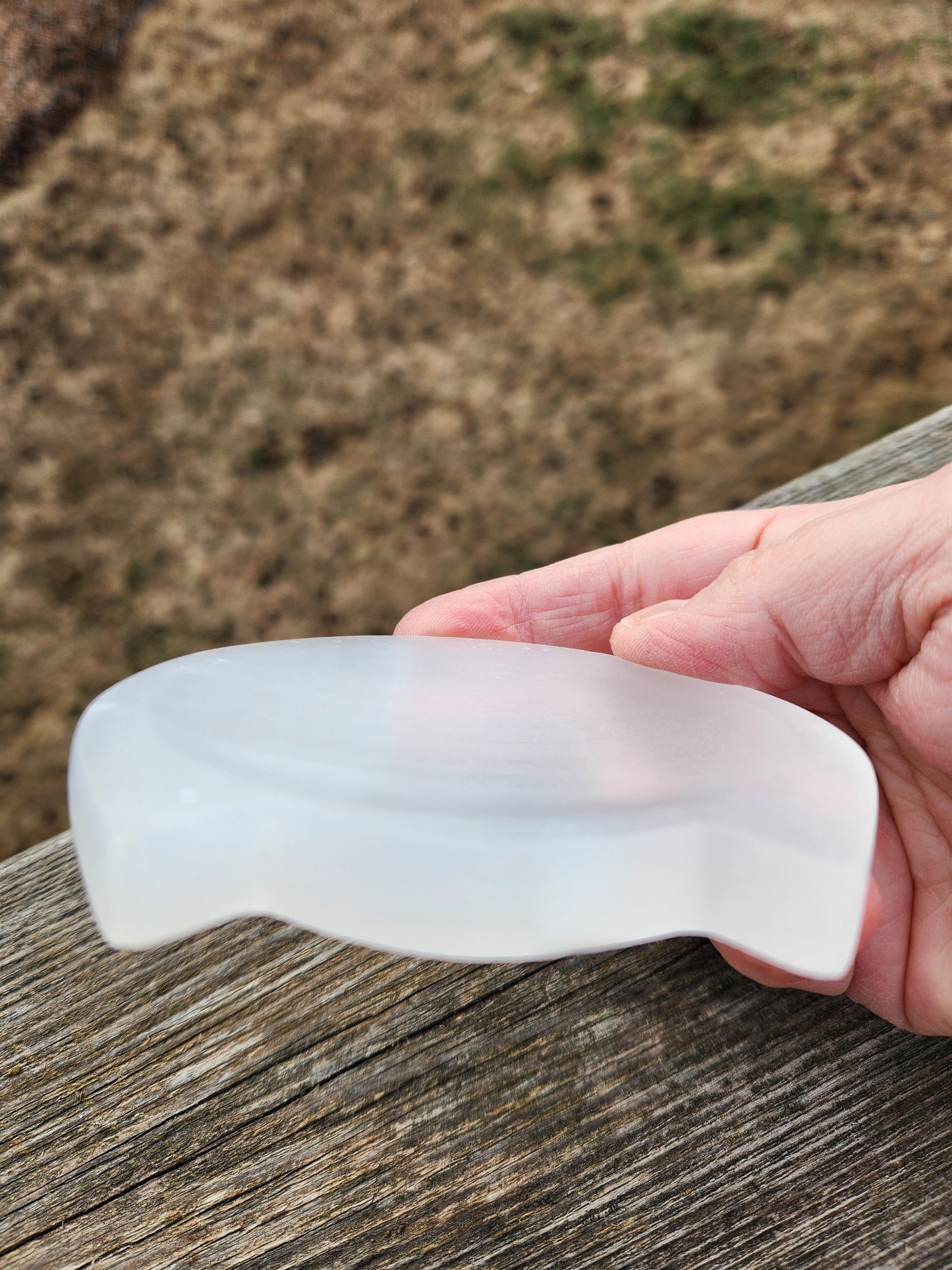 Beautiful Selenite Crystal Cat Shallow Bowl Tray Charging