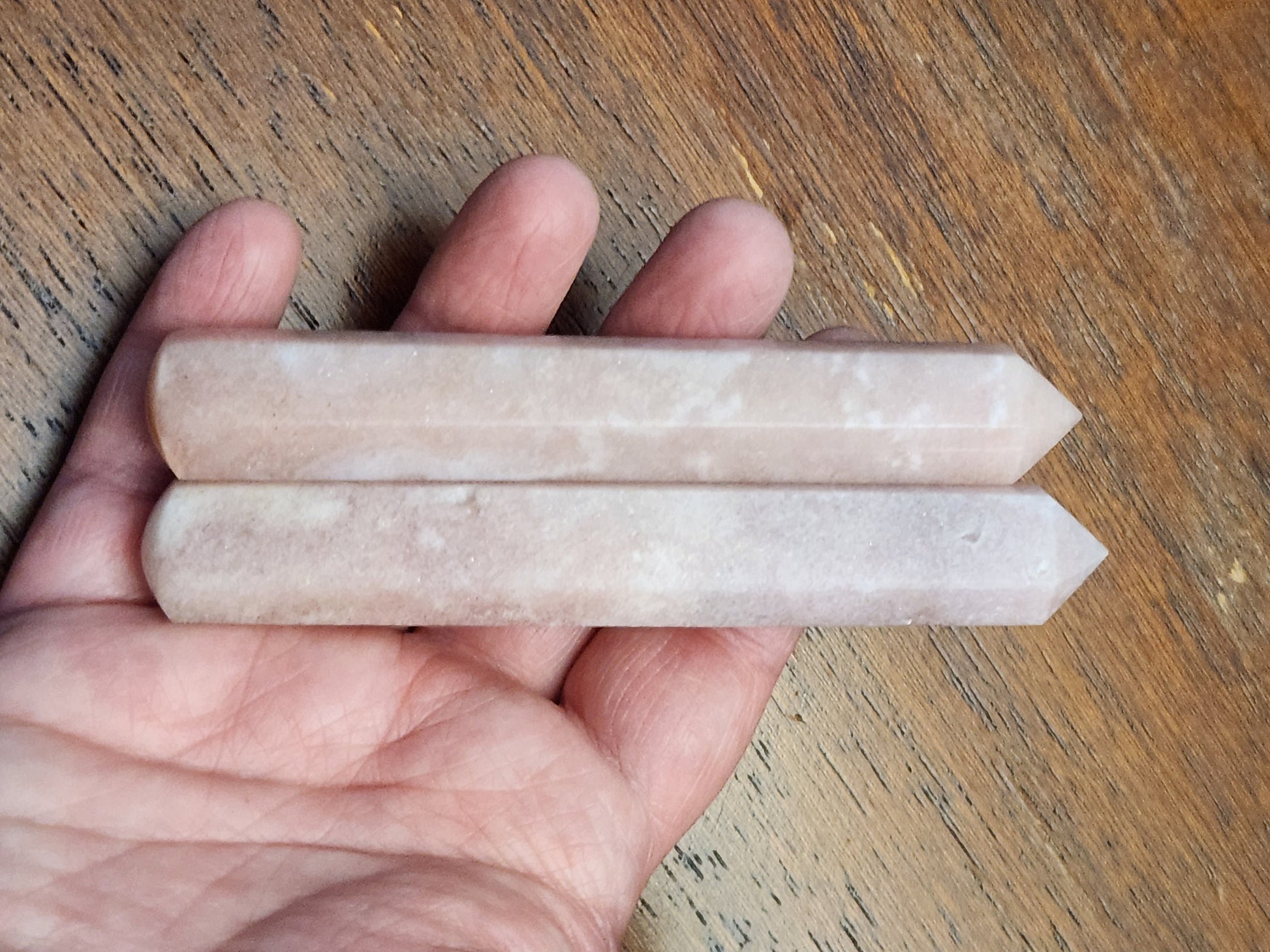 Pink Amethyst Crystal Wand Set of 2: AAA Grade, 6-Point Generators, Energy work