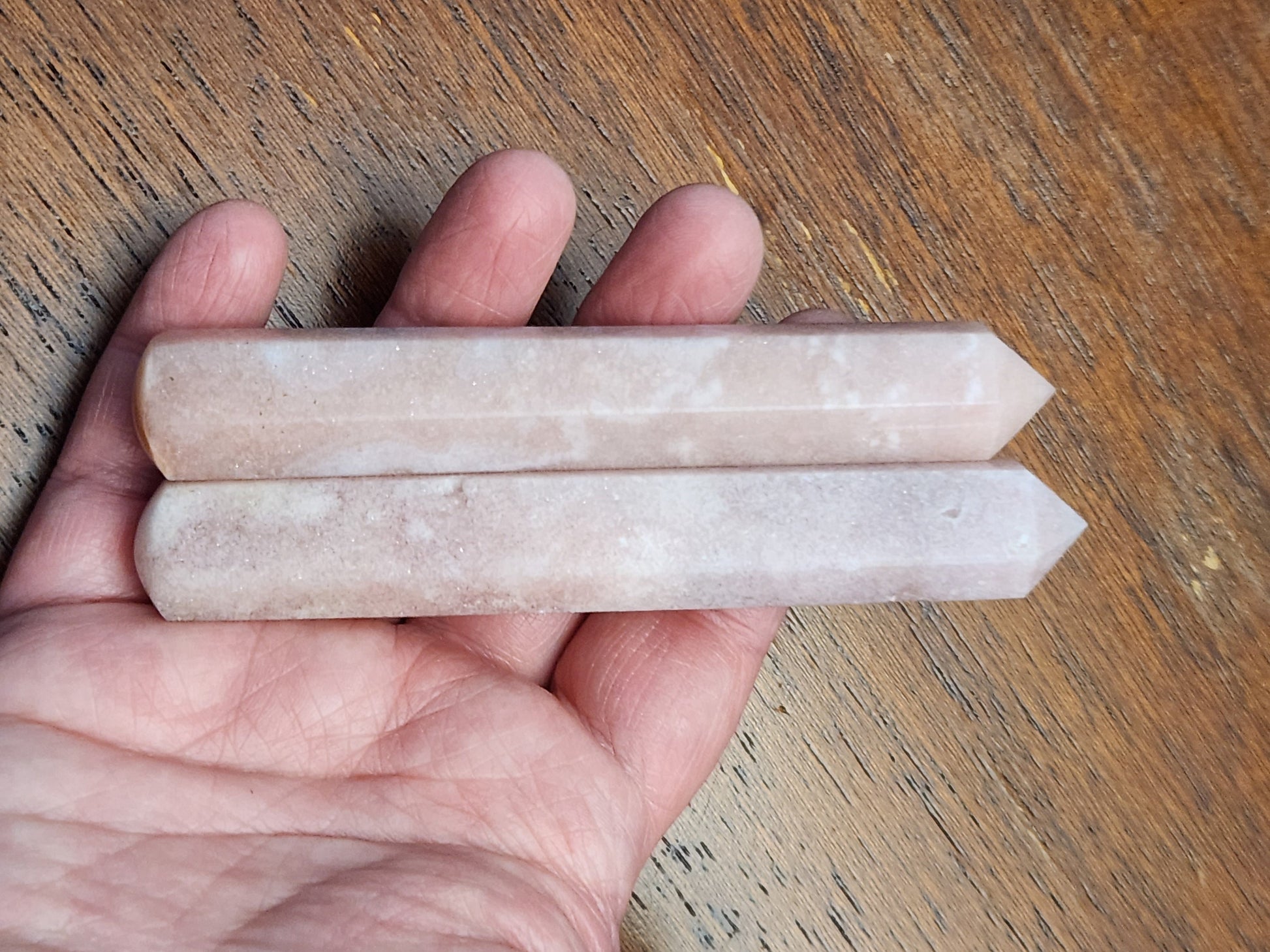 Pink Amethyst Crystal Wand Set of 2: AAA Grade, 6-Point Generators, Energy work