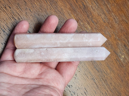 Pink Amethyst Crystal Wand Set of 2: AAA Grade, 6-Point Generators, Energy work
