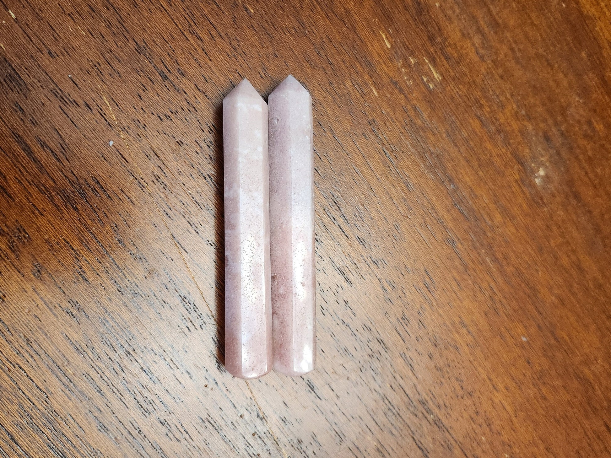 Pink Amethyst Crystal Wand Set of 2: AAA Grade, 6-Point Generators, Energy work