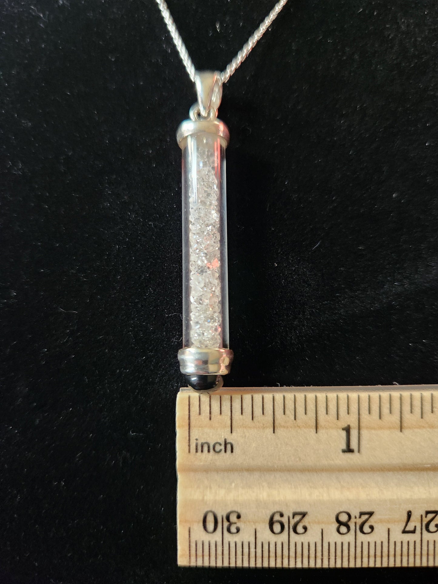 Sterling Silver Herkimer Diamond Pendant Necklace with Black Onyx