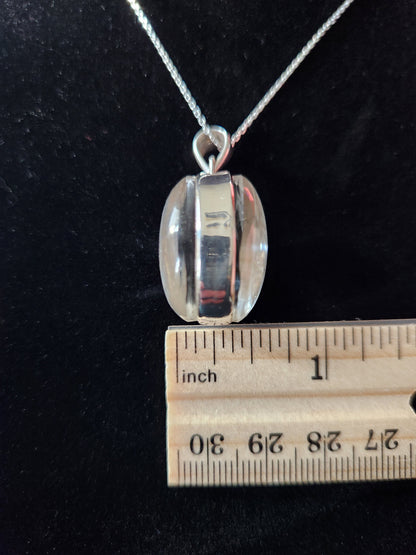 Sterling Silver Herkimer Diamond & Quartz Cabochon Pendant Necklace