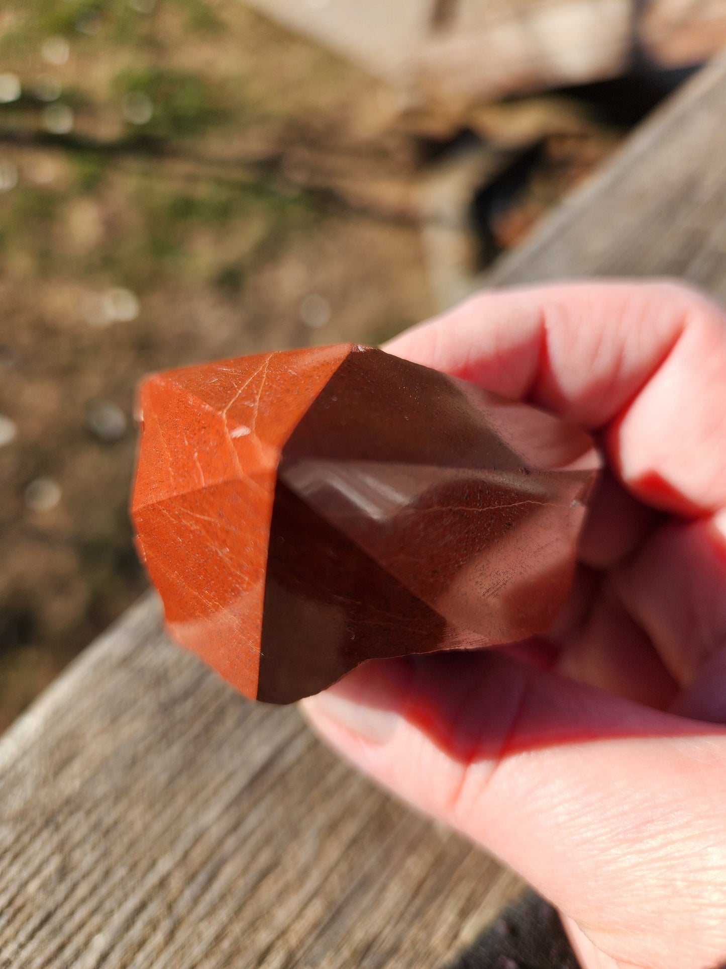 AAA Red Jasper Crystal Point - Polished Top, Natural Sides