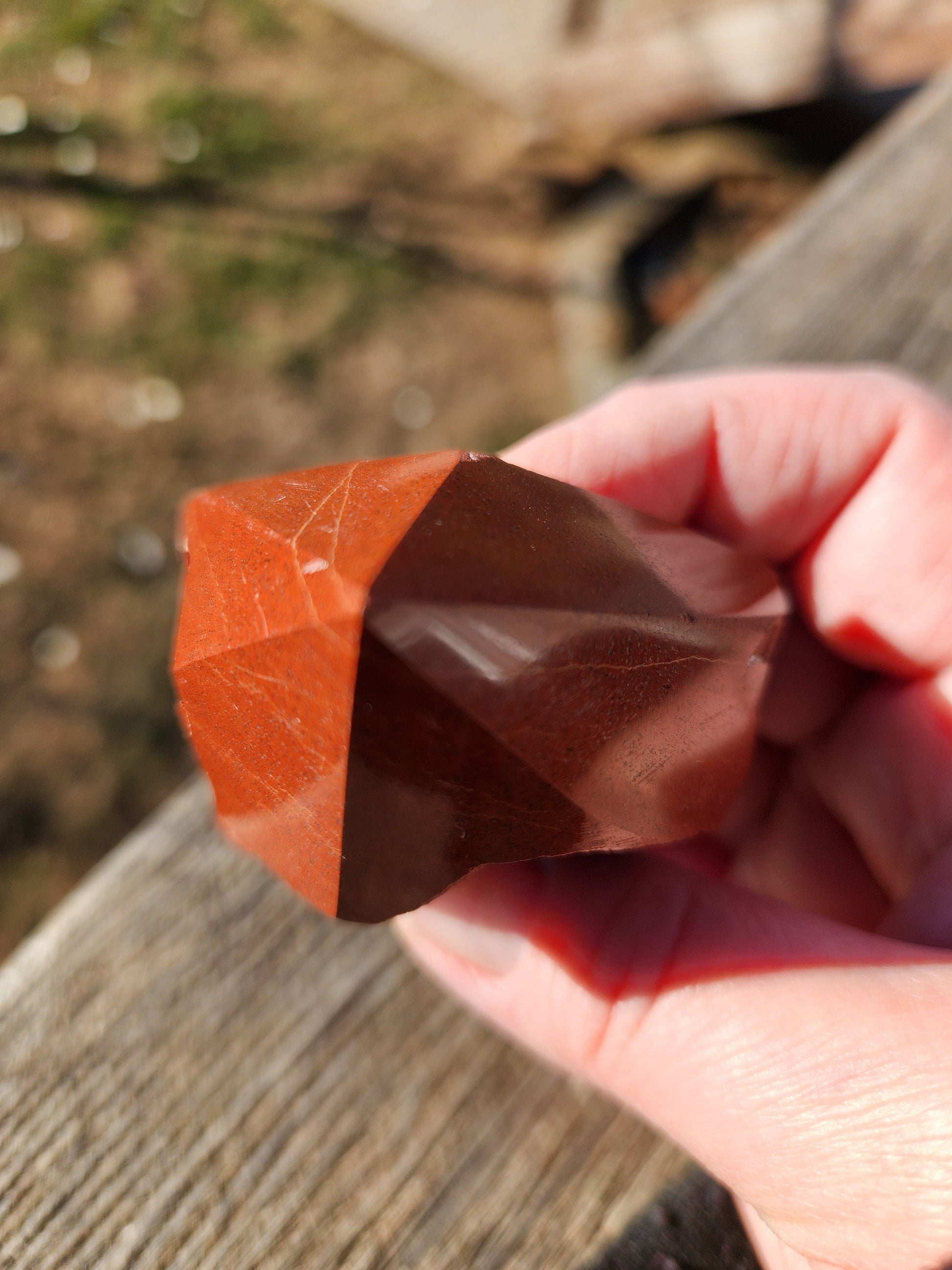 AAA Red Jasper Crystal Point - Polished Top, Natural Sides