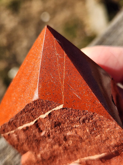 AAA Red Jasper Crystal Point - Polished Top, Natural Sides