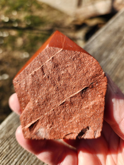 AAA Red Jasper Crystal Point - Polished Top, Natural Sides
