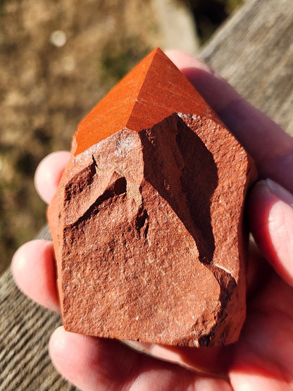 AAA Red Jasper Crystal Point - Polished Top, Natural Sides
