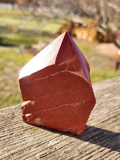 AAA Red Jasper Crystal Point - Polished Top, Natural Sides