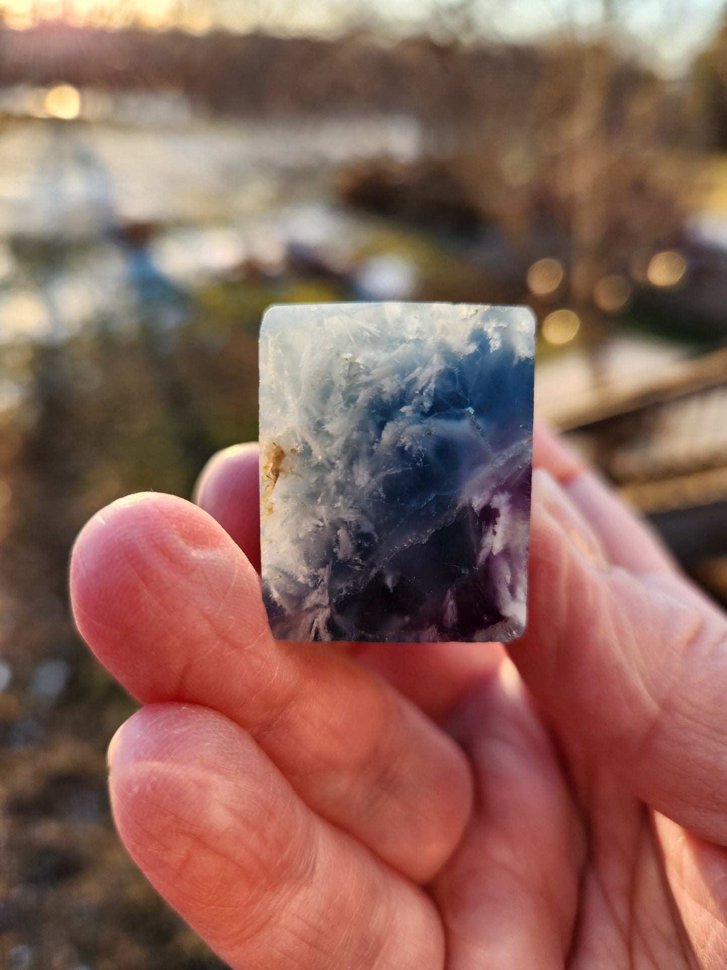 Snowflake Fluorite Crystal Mini Tower: Teal & Purple