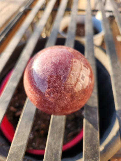 Polished AAA Strawberry Quartz Crystal Sphere (61.6 mm)